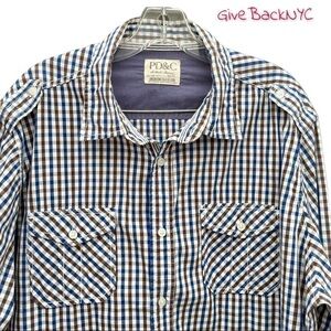 PD&C Plaid Button Down Long Sleeve Shirt XL